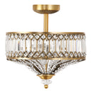 15.25"H Tiered Jeweled Glass and Metal Semi-Flush Mount Lighting Fixture