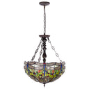 19.25" W Nancy Traditional Multicolored Stained Glass Bowl Shade Pendant Light