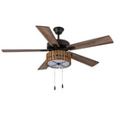 52" 5-Blade LED Mid-Century Wood Lighted Ceiling Fan with Remote Control