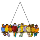 9.5"H Stained Glass Birds on a Wire Window Panel