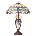 24.5" H Victorian Ivory Dome Shade Double Lit Tiffany-Style Stained Glass Table Lamp