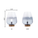 10.5" H Briggs Blue/White Ombre Globe-Like Shade Accent Lamp with a Mango Wood Block Base