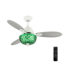 42" W Brynn LED Indoor Green Hand-Cut Glass Globe Shade Ceiling Fan with Remote Control