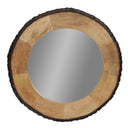 30.5" Dashley Round Wood and Glass Wall Mirror