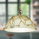 13" 1-Light Gold Metal and Silver Glass Pendant