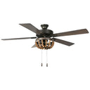 52"W Wooden Chandelier 5-Blade LED Ceiling Fan