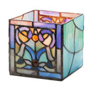4.75" H Blue Flourishes Stained Glass Candle Holder