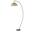 Raina River of Goods Black Metal and Natural Rattan Boho 77-Inch Floor Lamp