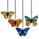 3.2" H Butterfly Kaleidoscope Stained Glass Window Panel Set