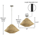 22" W 1-Light Minka Metal and Jute Pendant Light