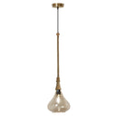 8.5" W Chopin Gold and Amber Glass, Metal, Mango Wood, and Jute Hanging Pendant Light