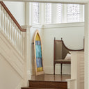 36" H Aqua Victorian Cathedral-Inspired Stained Glass Window Panel