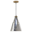 11 in. Gold 1-Light Pendant with Painted Silver Glass Shade