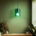 5" W Elowen Mid-Century Modern Green Cylinder Hand Blown Glass Shade Pendant Light