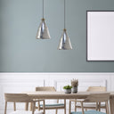 11 in. Gold 1-Light Pendant with Painted Silver Glass Shade