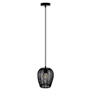 Lucinda 7.25"W Modern Black Woven Metal Pendant Light