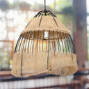 Bertram 19"W Asymmetrical Jute and Black Pendant Light