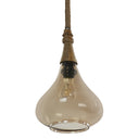 8.5" W Chopin Gold and Amber Glass, Metal, Mango Wood, and Jute Hanging Pendant Light