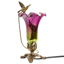 10.25"H Hand Blown Mercury Glass Hummingbird Lily Lamp