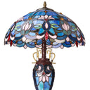 24.5" H Victorian Blue Dome Shade Double Lit Tiffany-Style Stained Glass Table Lamp