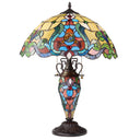 24" H Margaret Double Lit Amber Tiffany Style Stained Glass Table Lamp -On
