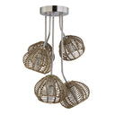 20.5"H Brushed Nickel Five-Branch Rattan Ceiling Light