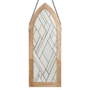 36" H Cathedral Geometric Clear Glass Window Panel in Mango Wood Frame