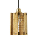 5" Maxine Brushed Gold Metal Pendant Light with Wood Shade