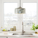 10 in. Nickel 1-Light Pendant with Painted Silver Glass Shade
