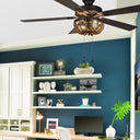 52"W Wooden Chandelier 5-Blade LED Ceiling Fan