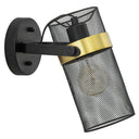 12"H Geo Black Painted Metal Mesh Drum Shade Wall Sconce