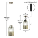 6" Callie Silver Finish Textured Metallic Gold and Clear Ombre Glass Cylinder-Shaped Pendant Lamp