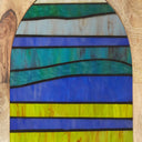 36" H Oversized Geometric Stained Glass Window Panel