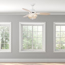 42" W Braxton LED Indoor Clear and Gold Glass Ceiling Fan with Oak/White Blades, Remote Control