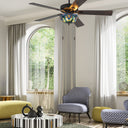 52" W Halston Indoor Tiffany Stained Glass Oil Rubbed Bronze Ceiling Fan with Remote Control