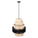 Zeke 22"W Tiered Natural and Black Jute Pendant Light