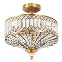15.25"H Tiered Jeweled Glass and Metal Semi-Flush Mount Lighting Fixture