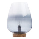 10.5" H Briggs Blue/White Ombre Globe-Like Shade Accent Lamp with a Mango Wood Block Base