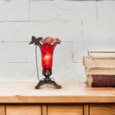 9" H Hand Blown Mercury Glass Butterfly Lily Lamp - Red