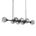 48" L 8-Light Degas Black Metal and Smoked Glass Chandelier