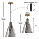 11 in. Gold 1-Light Pendant with Painted Silver Glass Shade