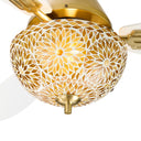42" W LED Indoor Gold and White Mosaic Glass Ceiling Fan with Remote Control