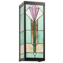 River of Goods Green Stained Glass and Black Metal Rectangular 1-Light Outdoor Wall Sconce