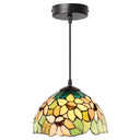 10" W Evelina Yellow Sunflowers Stained Glass Dome Shade Pendant Light