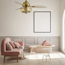 42" W Braxton LED Indoor Clear and Gold Glass Ceiling Fan with Oak/White Blades, Remote Control