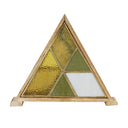 11" H Stained Glass Triangle Shade Wood Base Accent Lamp