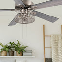 52" 5-Blade LED Industrial Satin Nickel Lighted Ceiling Fan