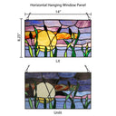 8.25"H Purple Cattails at Sunset Stained Glass Window Panel