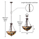 18" W Colorful Maple Victorian Multicolor Stained Glass Bowl Shade Pendant