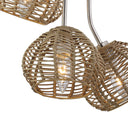 20.5"H Brushed Nickel Five-Branch Rattan Ceiling Light